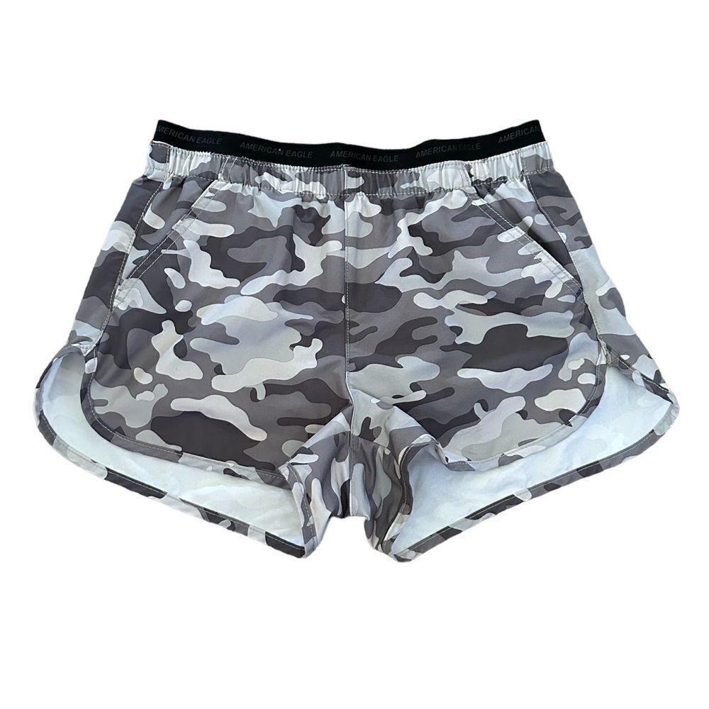 American Eagle Gray Camo Athletic Running Casual Workout Trail Outdoor Shorts